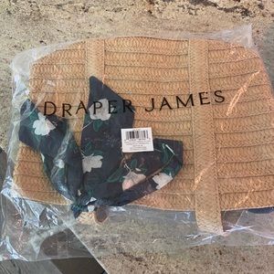 Draper James Straw Bag with Scarf NWT